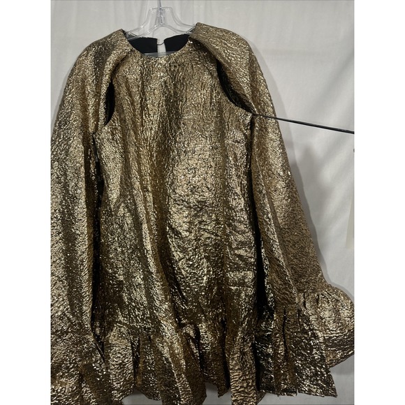 NWT MAC DUGGAL [ Small ] High Neck Cape Sleeve Metallic Trapeze Mini Dres J2010 - Picture 12 of 16